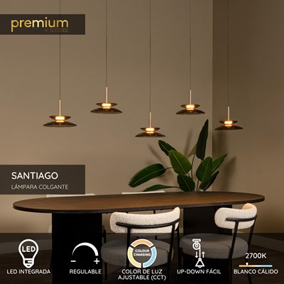 Lucide SANTIAGO - Lámpara colgante - LED Regul. - CCT - 5x10W 2700K/4000K - Ámbar | Premium